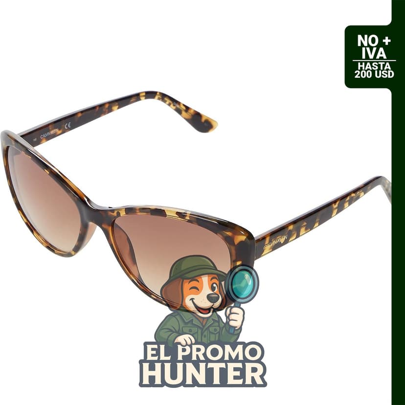 Gafas de sol ovaladas para mujer de Calvin Klein, color tortuga.