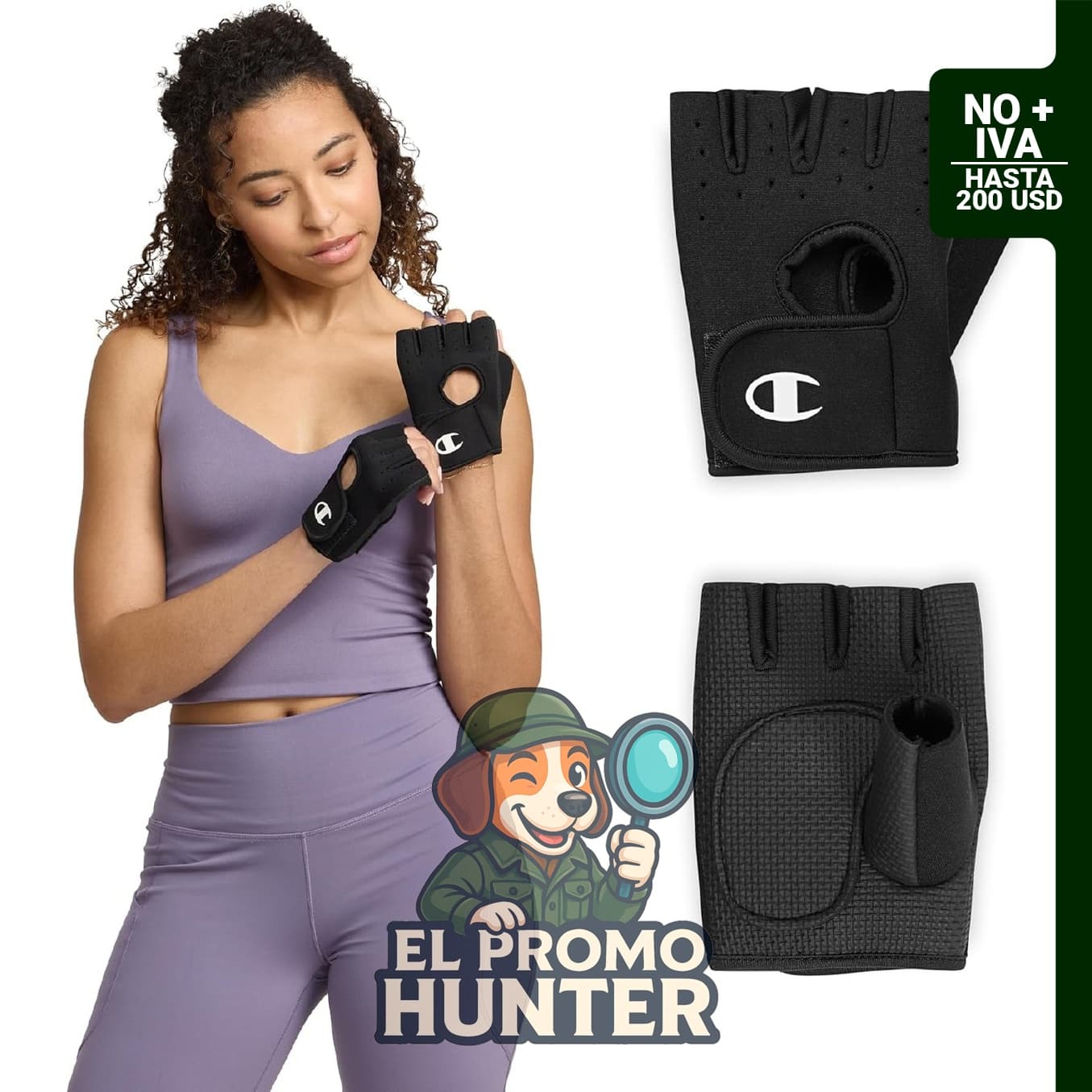 Guantes de entrenamiento Champion con soporte acolchado para palma y muñeca.