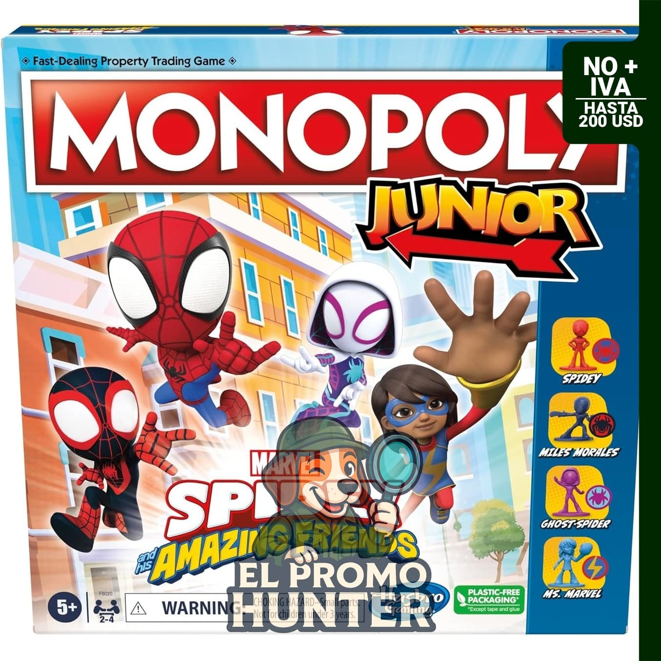 Monopoly Junior: Edición Marvel Spidey y Sus Asombrosos Amigos, juego de mesa para niños.