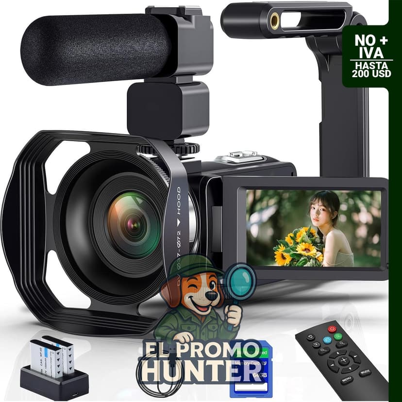 Videocámara GOGERLY 8K 64MP con zoom óptico de 18X.