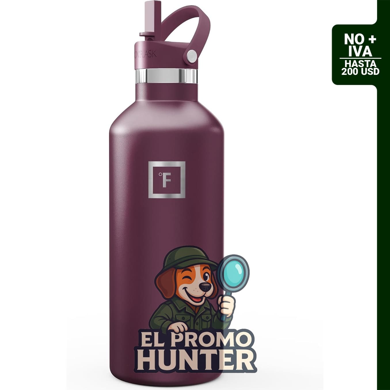 Botella térmica IRON °FLASK de 946 ml con 3 tapas.