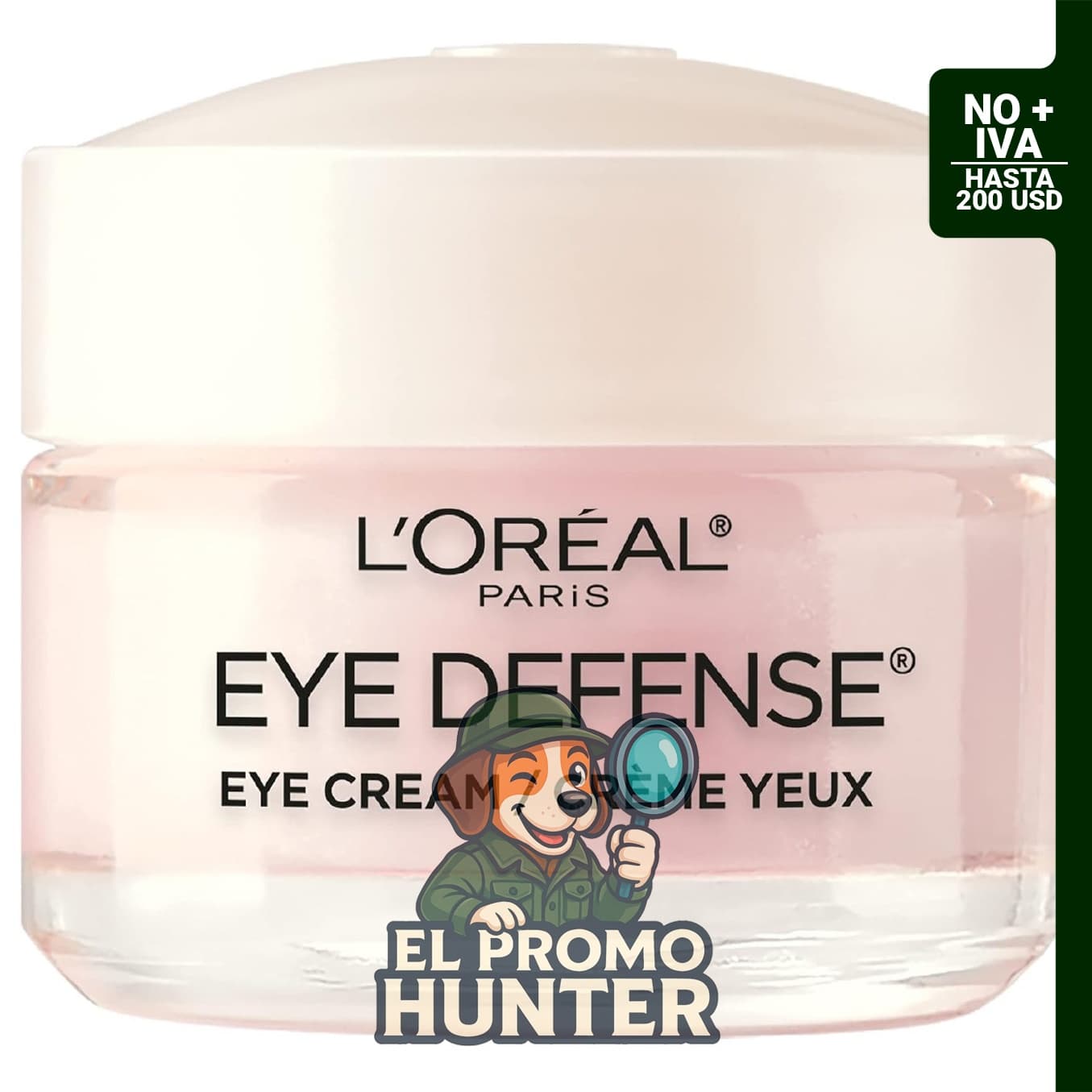 Crema para ojos L'oréal Paris Dermo-Expertise con cafeína y ácido hialurónico.
