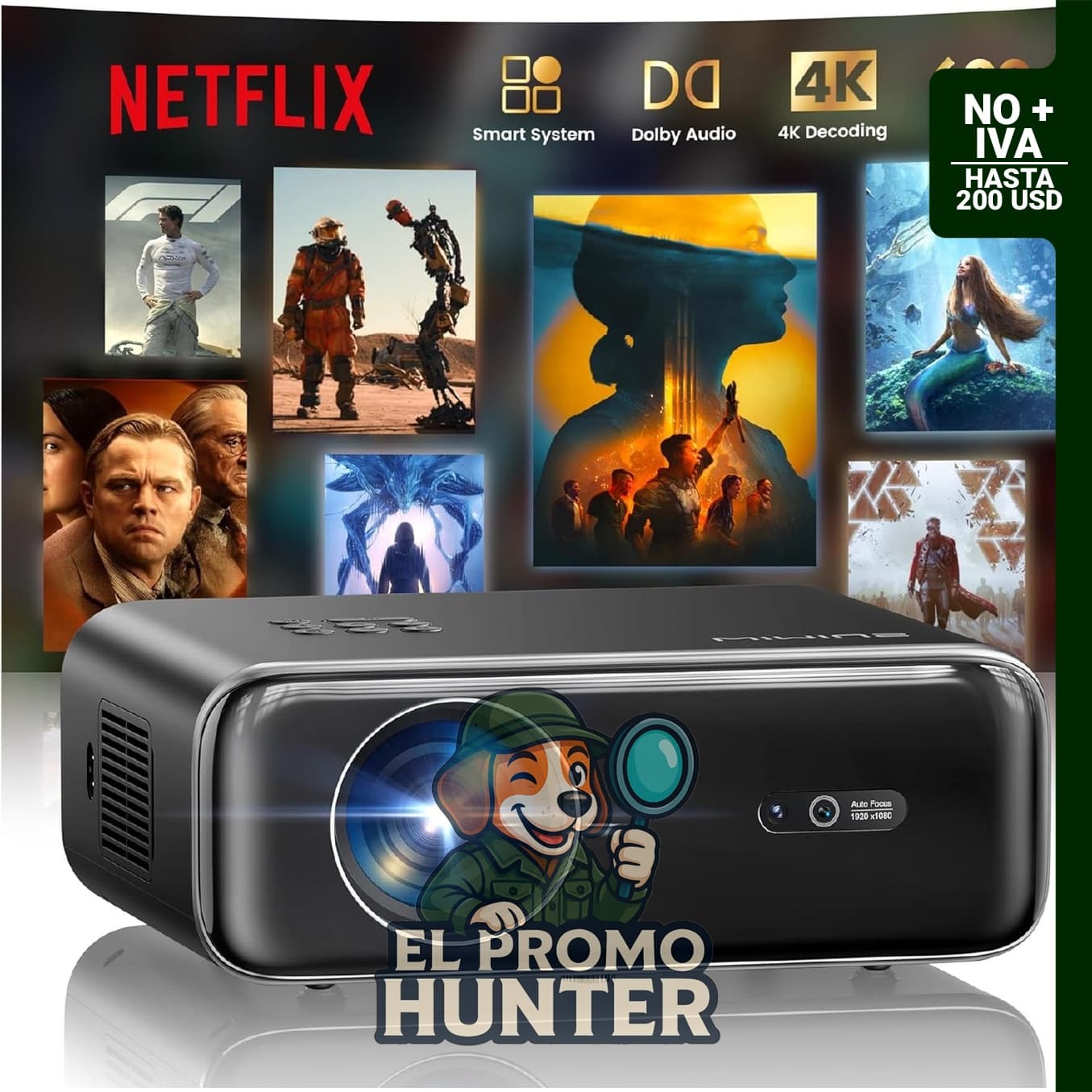 Proyector WiMiUS P62 Pro Smart 1080p 4K con WiFi 6.