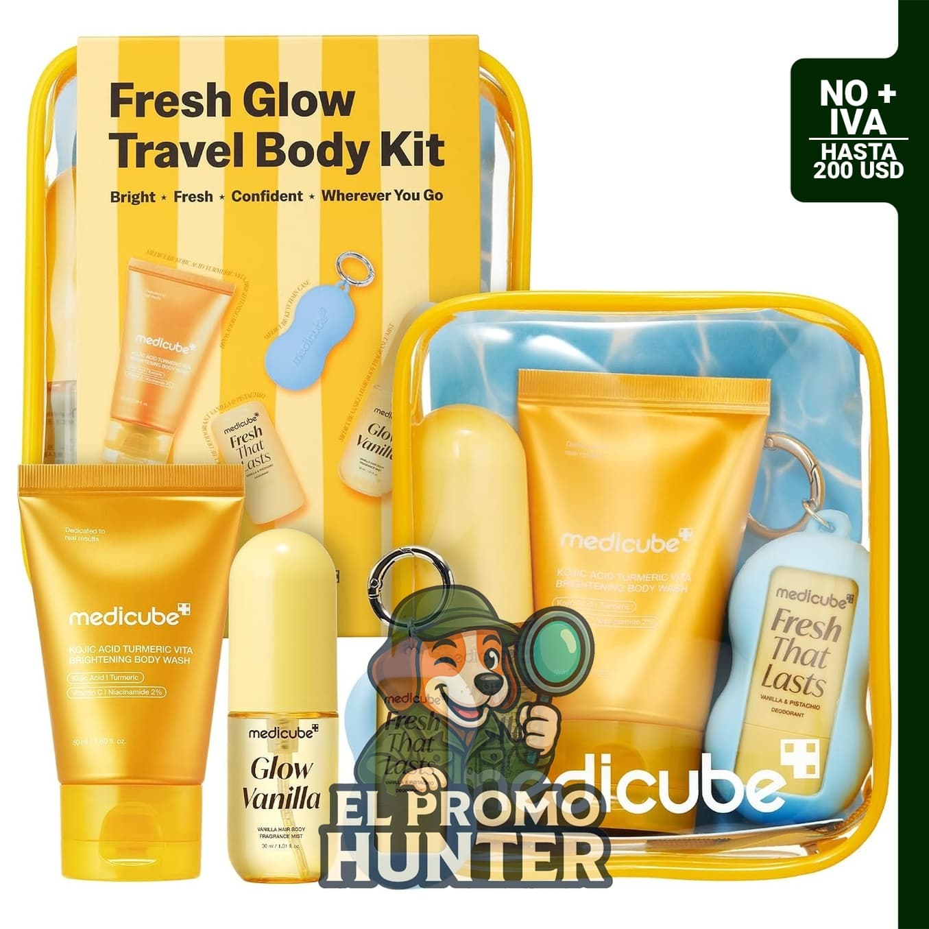 Medicube Fresh Glow Kit Corporal de Viaje de 3 Pasos.