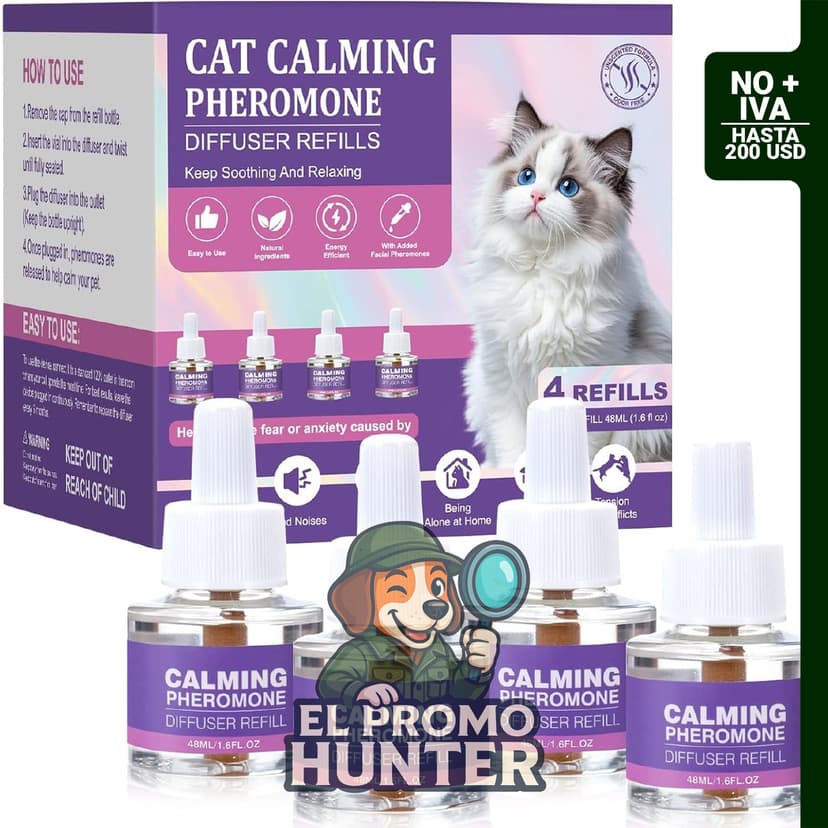 Recargas de feromonas calmantes para gatos, paquete de 4 unidades.