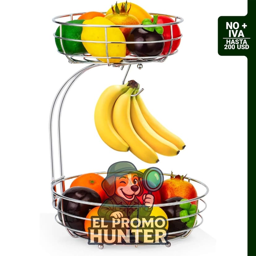Frutero de 2 niveles con gancho para colgar.