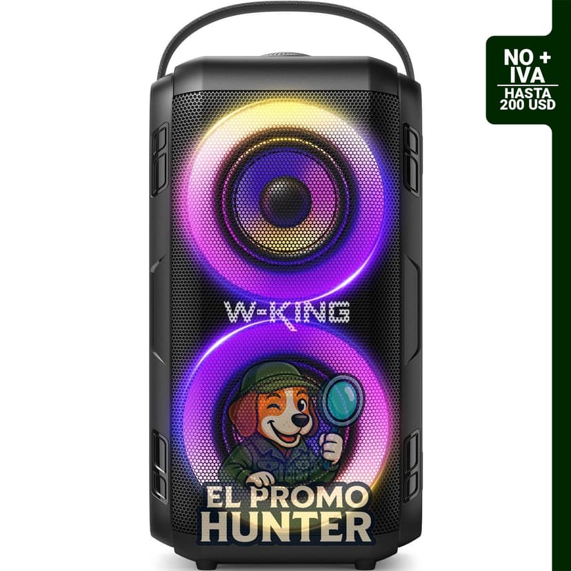 Altavoz Bluetooth W-KING T9-2 de 80 W con luces y duración de batería de 24 horas.