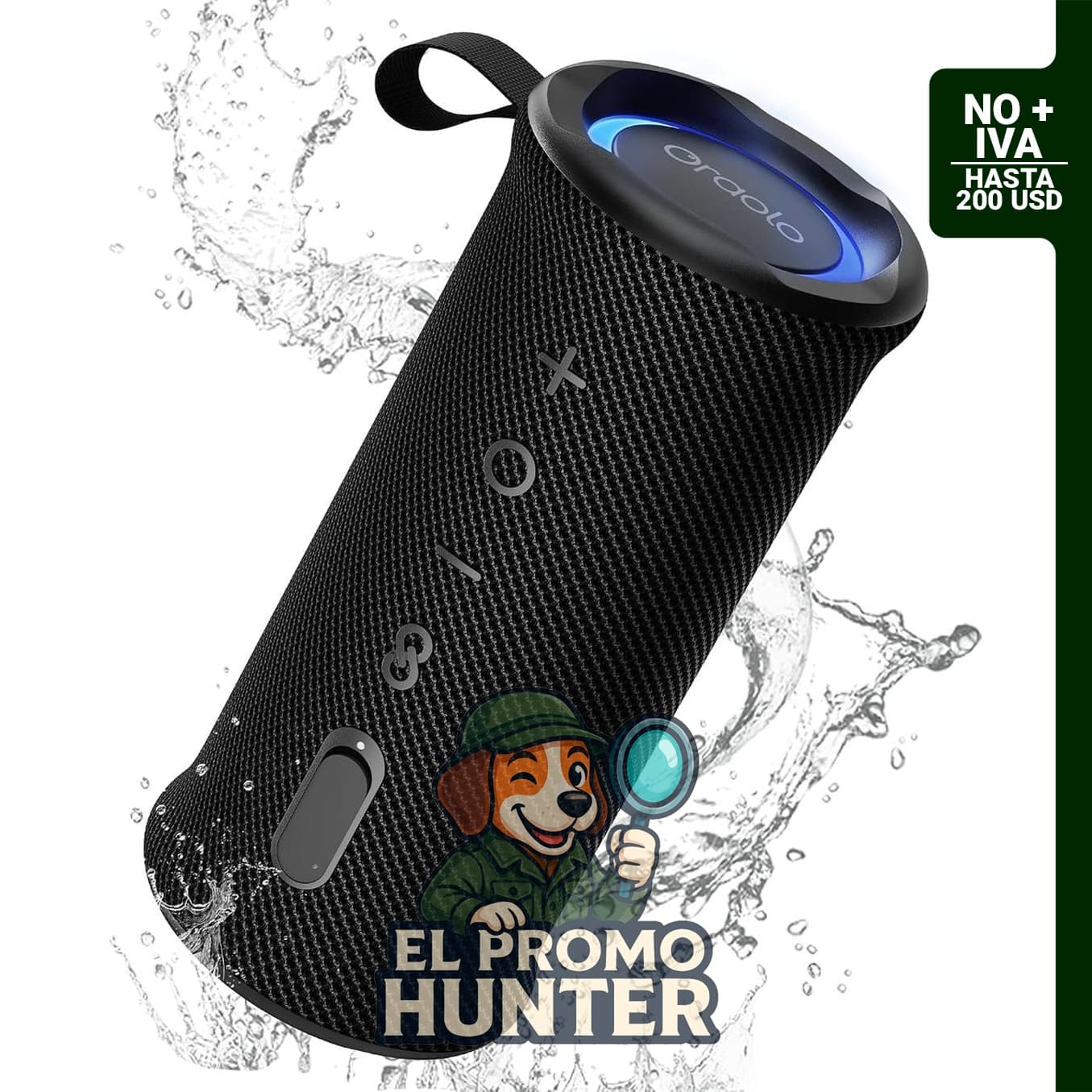 Altavoz Bluetooth portátil Oraolo de 24 W, Bluetooth 6.0, con luces RGB y resistencia IPX6.