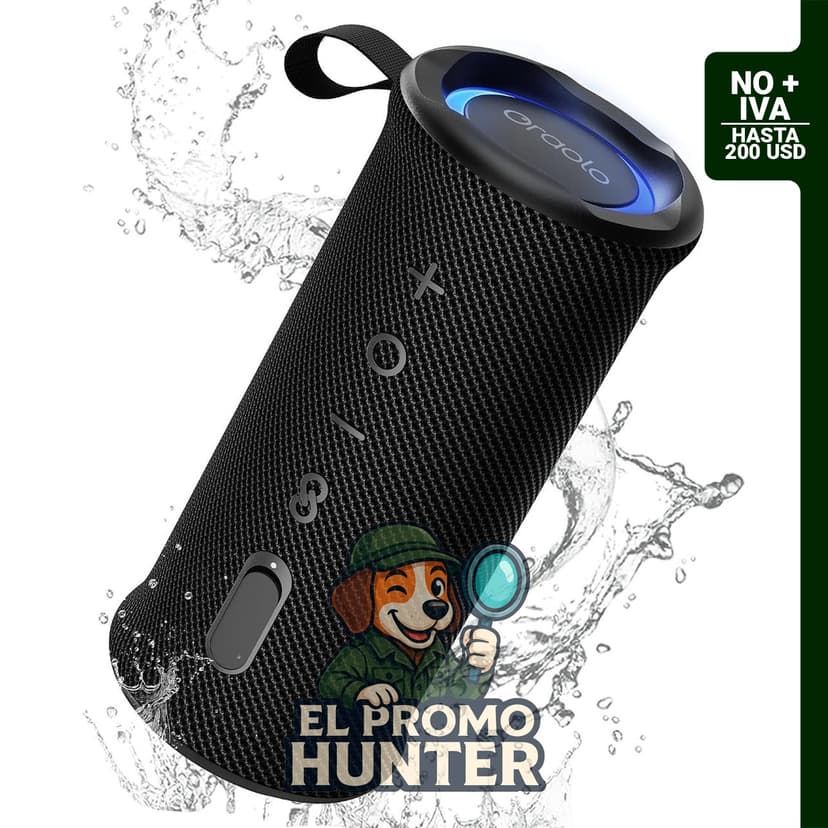 Altavoz Bluetooth portátil Oraolo de 24 W, Bluetooth 6.0, con luces RGB y resistencia IPX6.