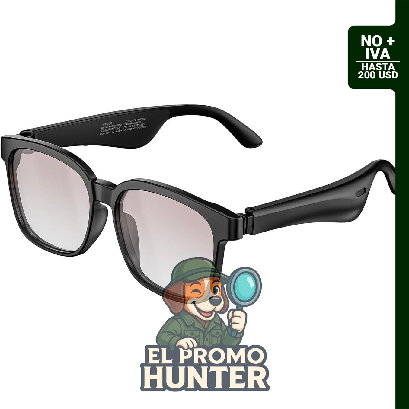 Gafas inteligentes Oraolo, con lentes polarizados y altavoz Bluetooth. Protección UV y control por voz.