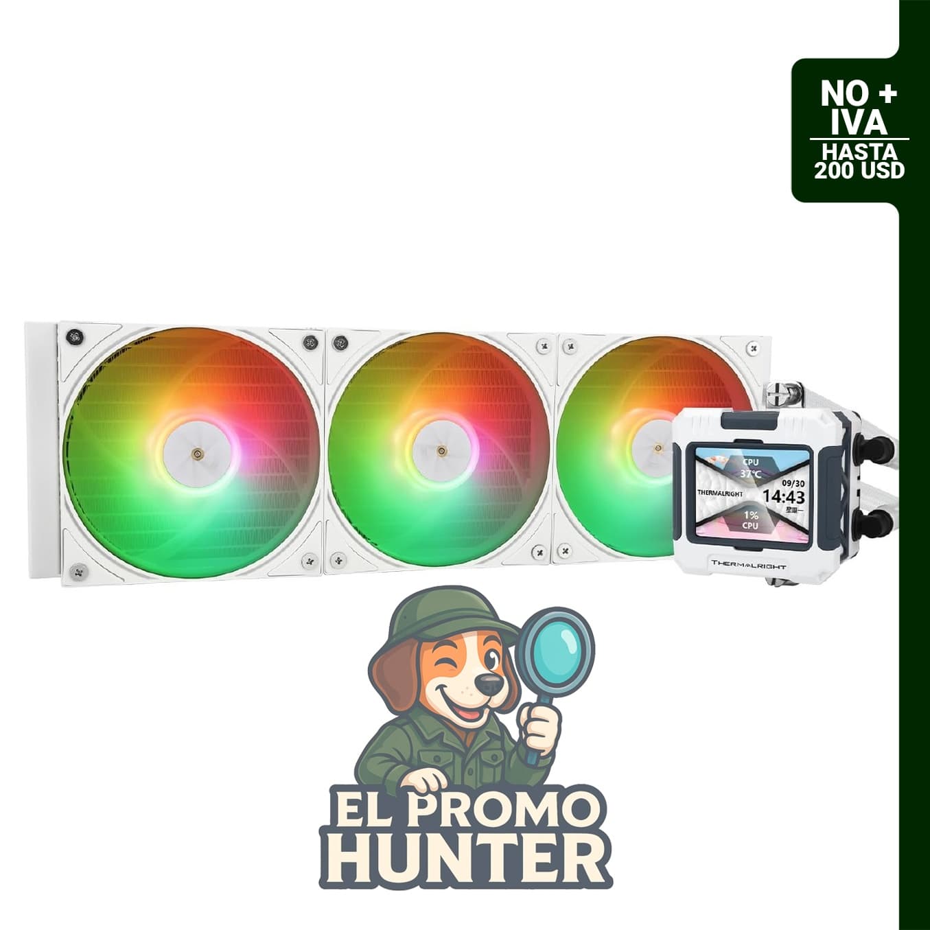 Enfriador líquido Thermalright FW 360 Blanco ARGB con pantalla LCD IPS de 2,4" (6,1 cm) y resolución 320x240.