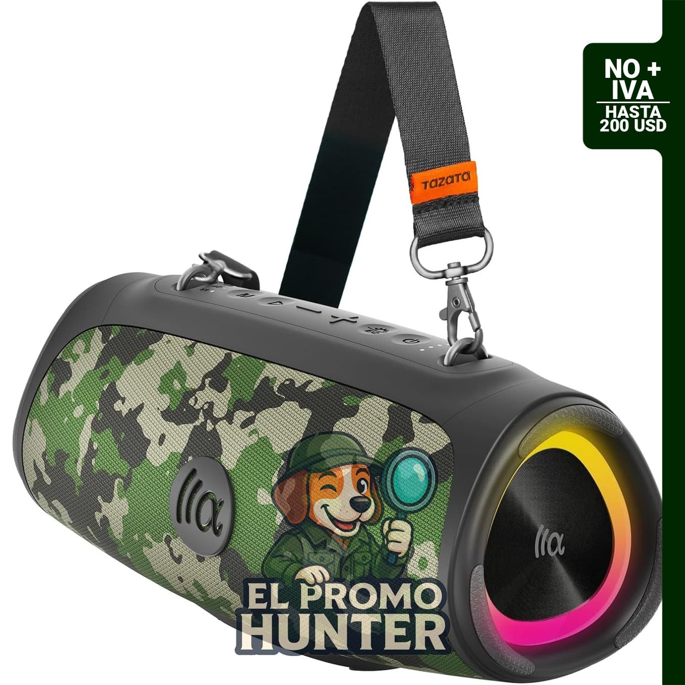 Altavoz Bluetooth portátil TAZATA de 90 W (pico) con subgraves grandes, Bluetooth 5.3 y carga USB Powerbank.