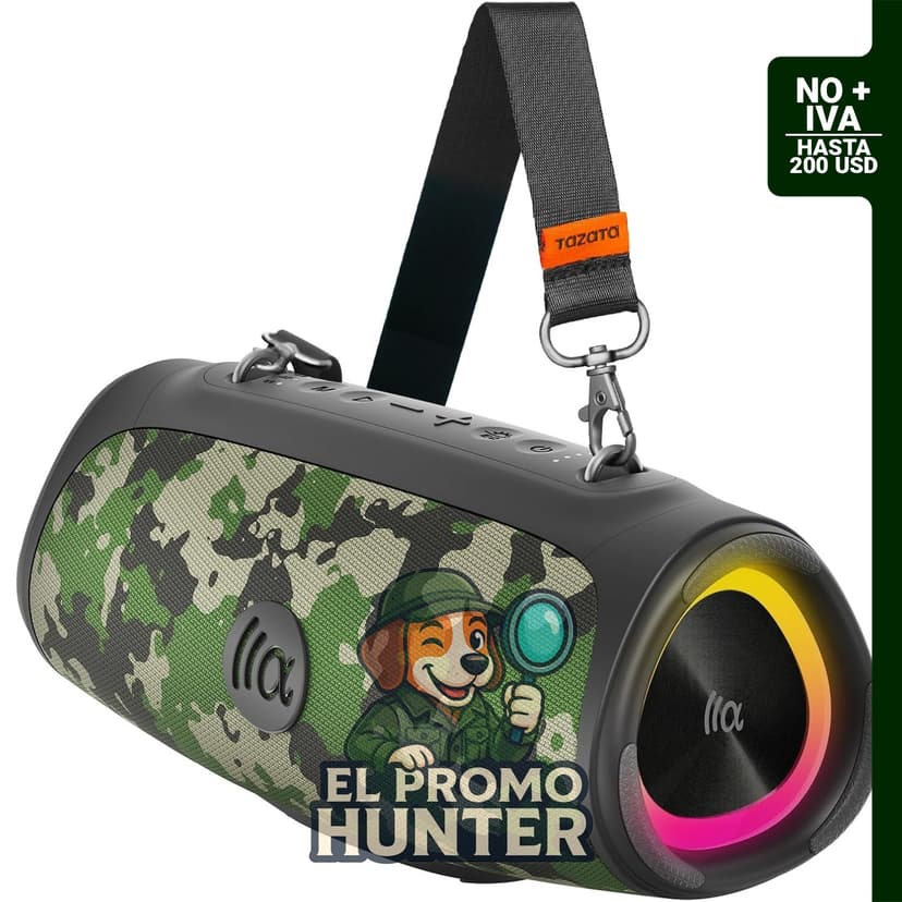 Altavoz Bluetooth portátil TAZATA de 90 W (pico) con subgraves grandes, Bluetooth 5.3 y carga USB Powerbank.