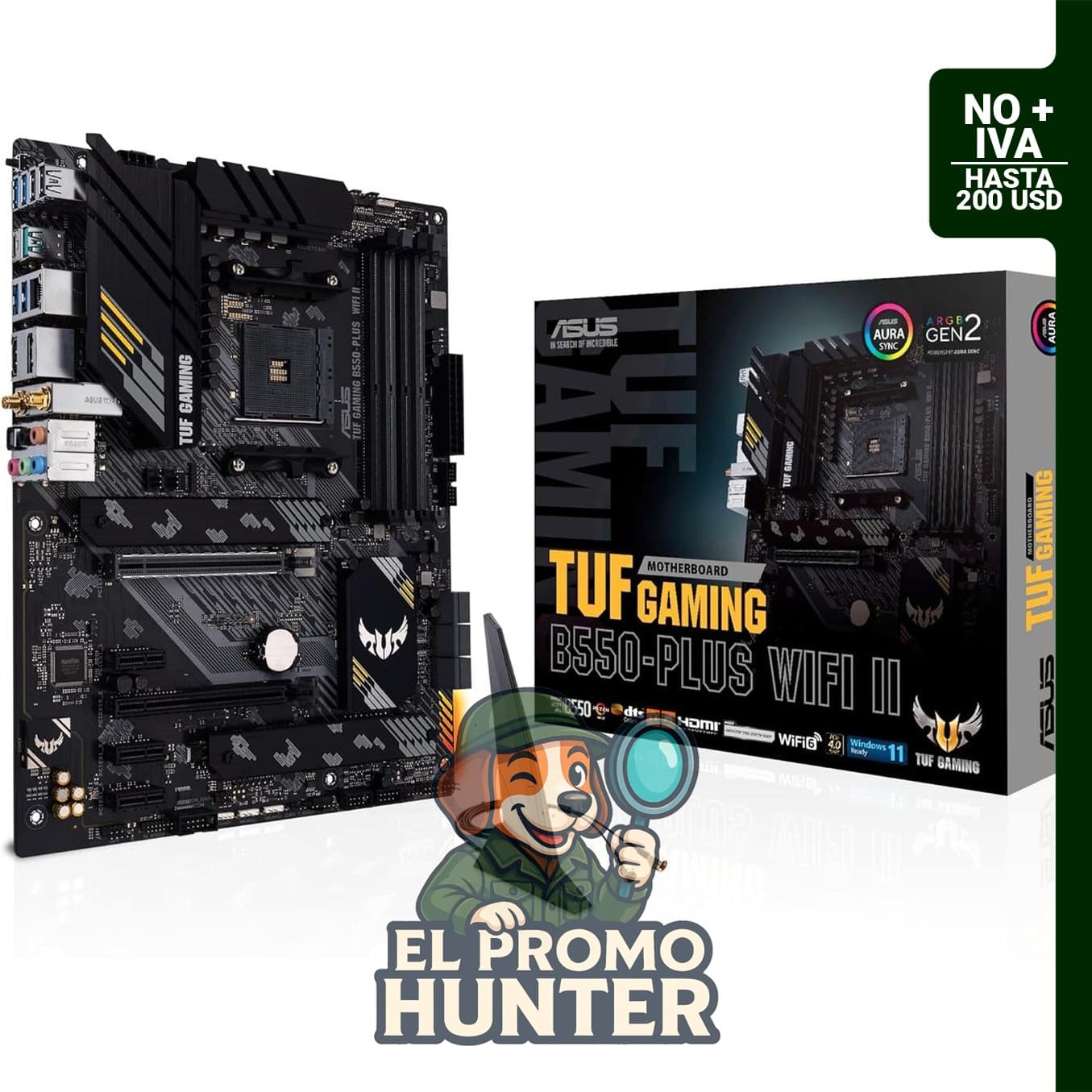 Placa base ATX ASUS TUF Gaming B550-PLUS WiFi II para procesadores AMD AM4, compatible con 3ª generación Ryzen.