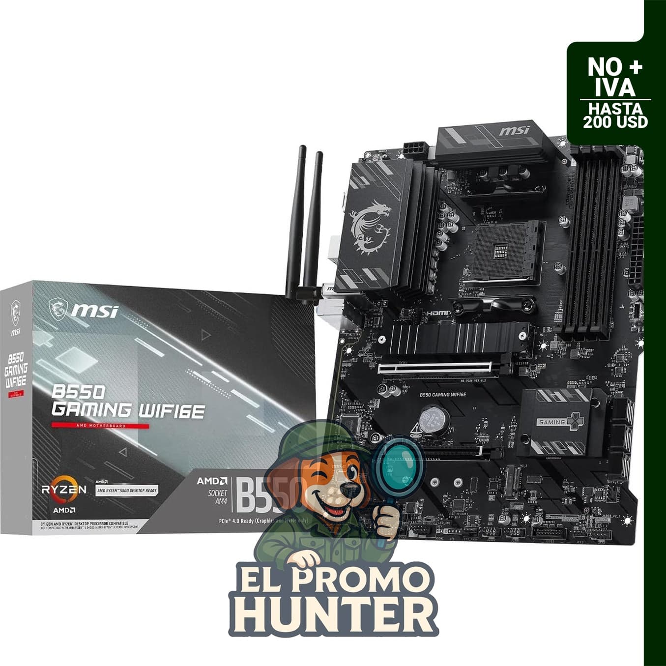Placa base MSI B550 Gaming WIFI6E ATX, compatible con procesadores AMD Ryzen 5000, 4000 G-Series y 3000, AM4.