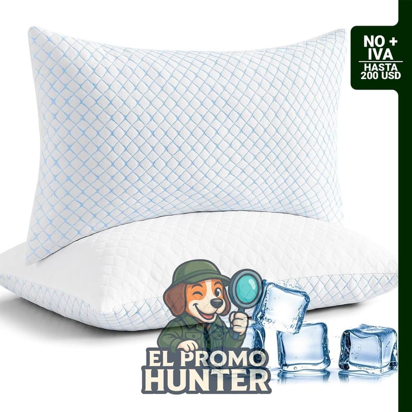 Juego de 2 almohadas estándar de espuma viscoelástica ajustable y firme, adecuado para dormir boca abajo o de espalda.