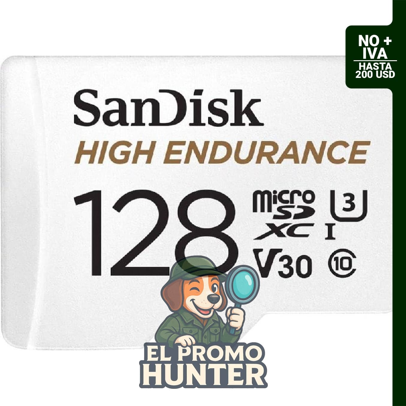 Tarjeta MicroSDXC SanDisk de 128 GB, C10, U3, V30, compatible con grabación en 4K UHD.