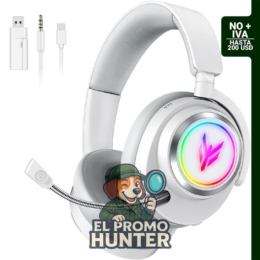 Auriculares inalámbricos YPBDAN para juegos, con luces RGB, 3 modos de audio y sonido envolvente 7.1.