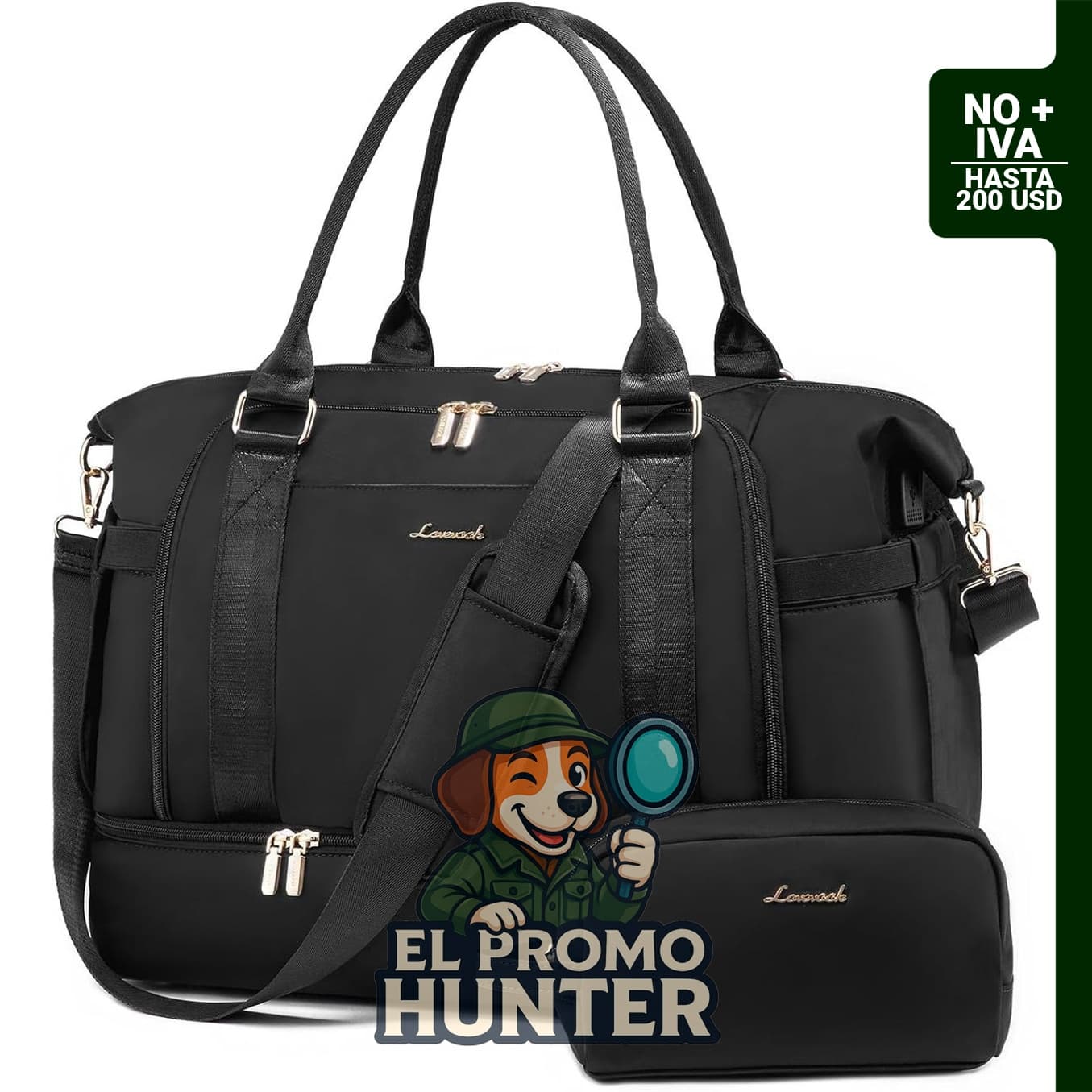 Bolsa de viaje de lona LOVEVOOK con puerto de carga USB, tamaño mediano.