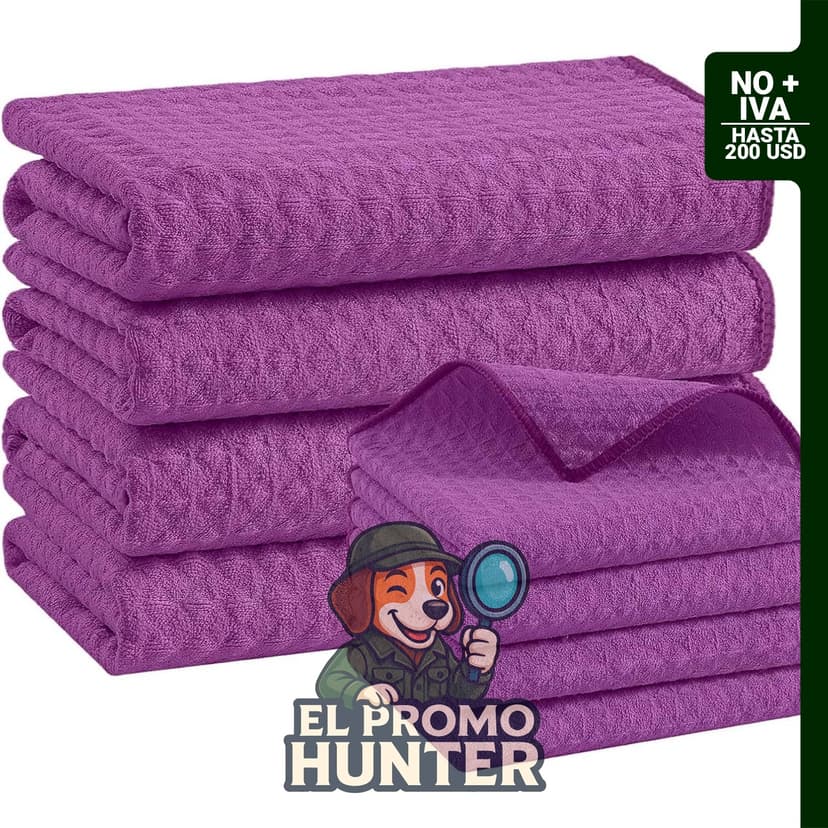 Juego de toallas de cocina de microfibra con tejido de gofre, incluye 8 paños de 40.6 x 71.1 cm y 30.5 x 30.5 cm.