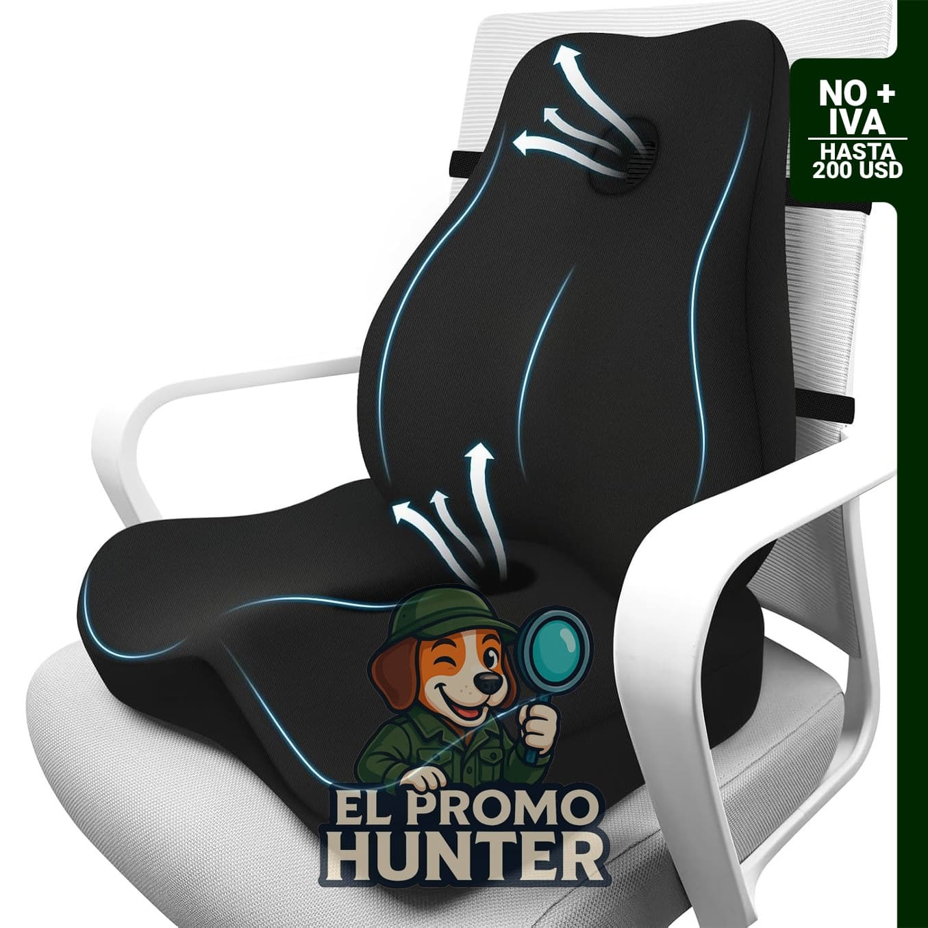 Juego de cojín de asiento y almohada lumbar de espuma viscoelástica para silla de oficina.