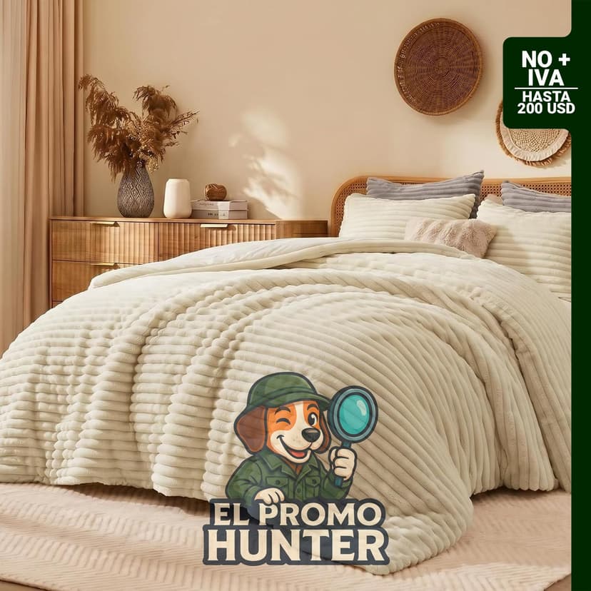 Juego de edredón mullido de 3 piezas, incluye edredón de piel sintética y 2 fundas de almohada.