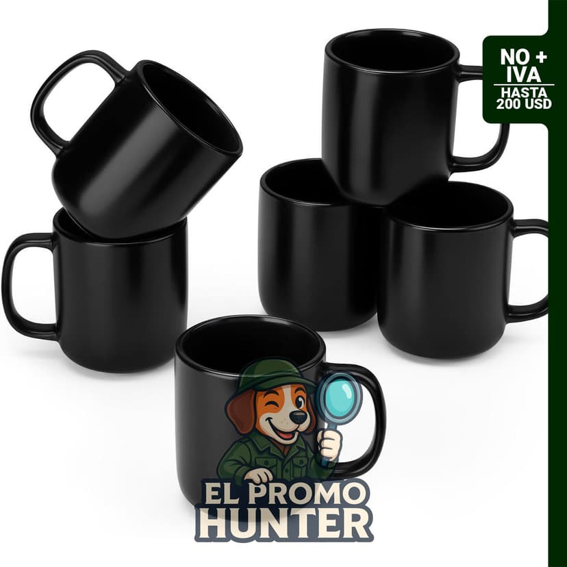 Juego de 6 tazas de café de gres de 12 oz (355 ml), aptas para lavavajillas y microondas, color negro mate.