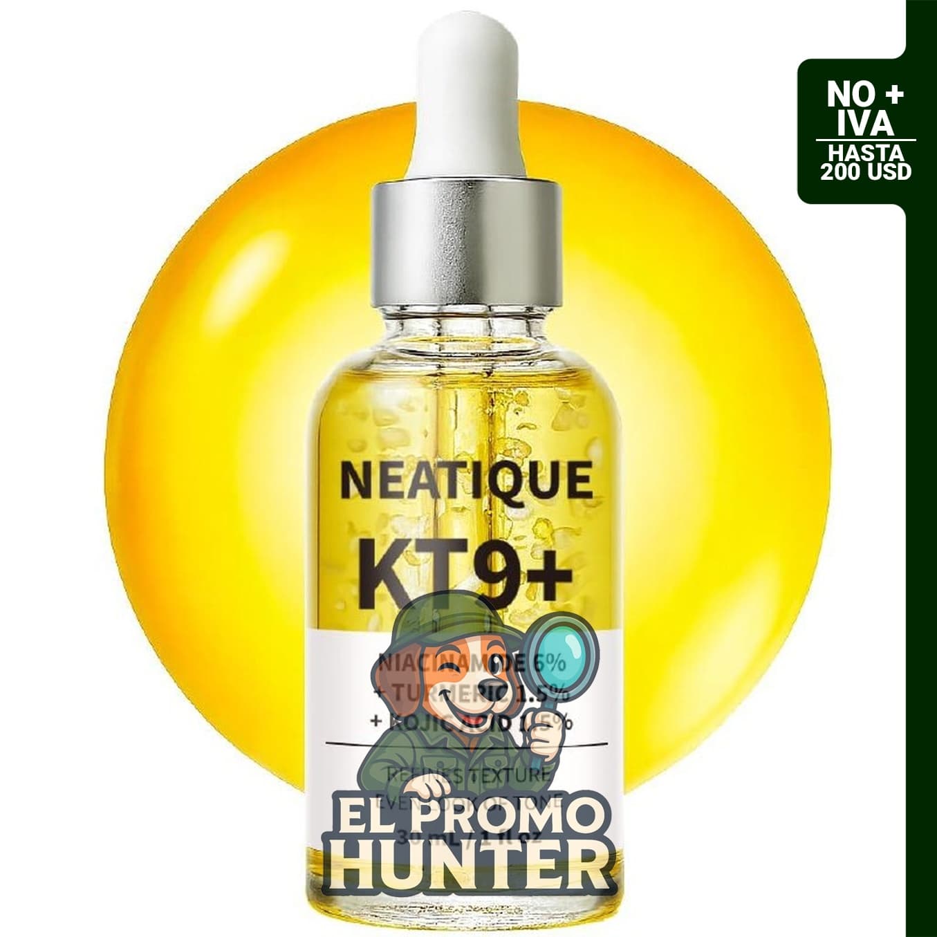 Suero facial con niacinamida 6% y ácido kójico 1.5%, 30 ml.