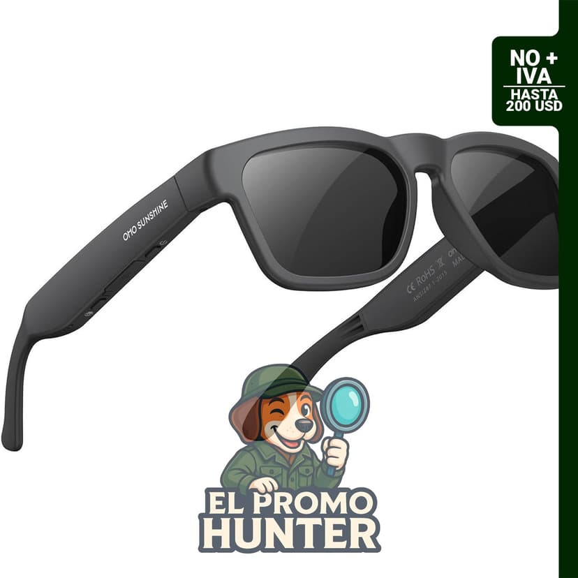 Gafas de sol polarizadas OhO con altavoz Bluetooth y protección UV, unisex, lente gris.
