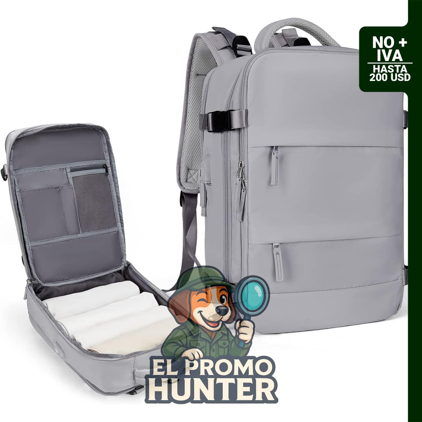 Mochila de viaje impermeable de 25 L para deportes al aire libre, gris.