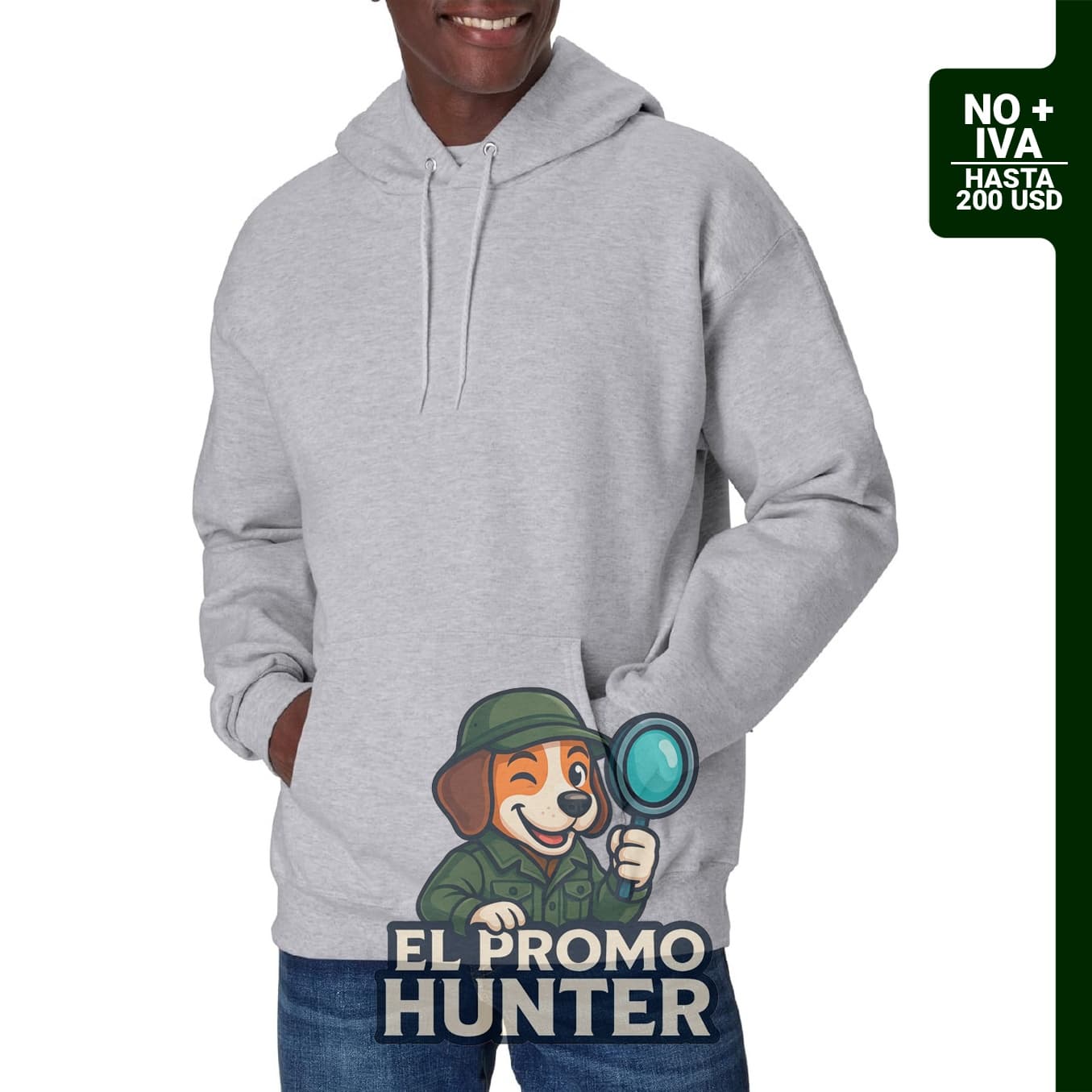 Sudadera con capucha de forro polar pesado para hombre, 100% algodón.
