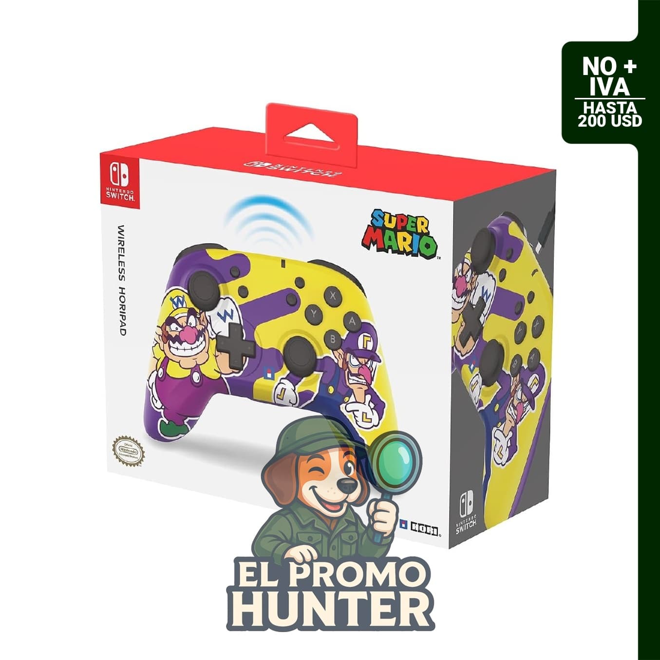 Control inalámbrico Hori Nintendo Switch HORIPAD (Wario & Waluigi), licencia oficial de Nintendo.