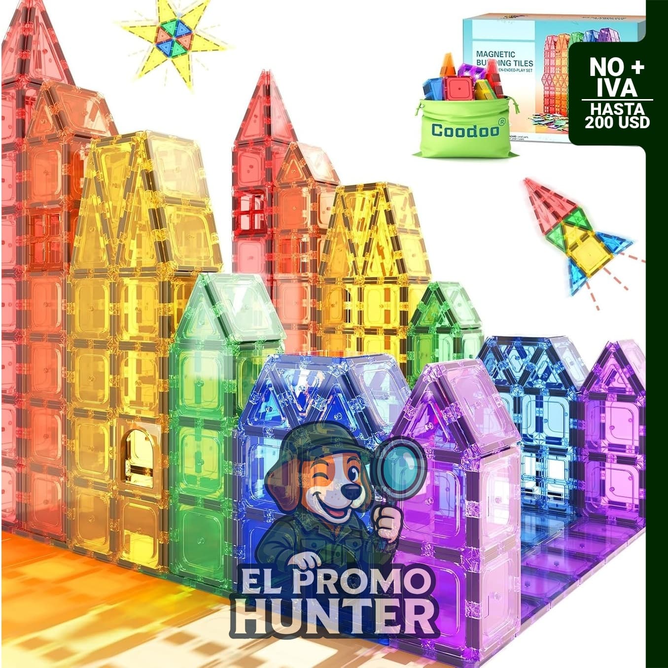 Juegos de azulejos magnéticos para niños, paquete de 40 piezas, fomenta el aprendizaje STEM.
