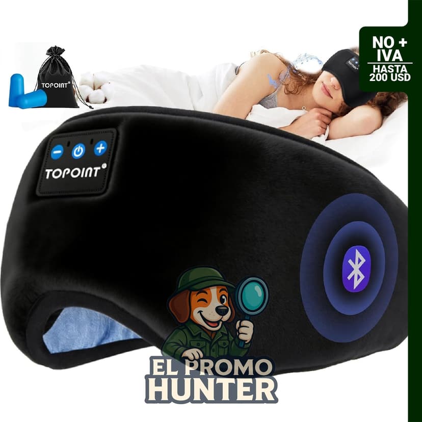 Máscara de sueño con auriculares Bluetooth 5.4 y bloqueo total de luz.