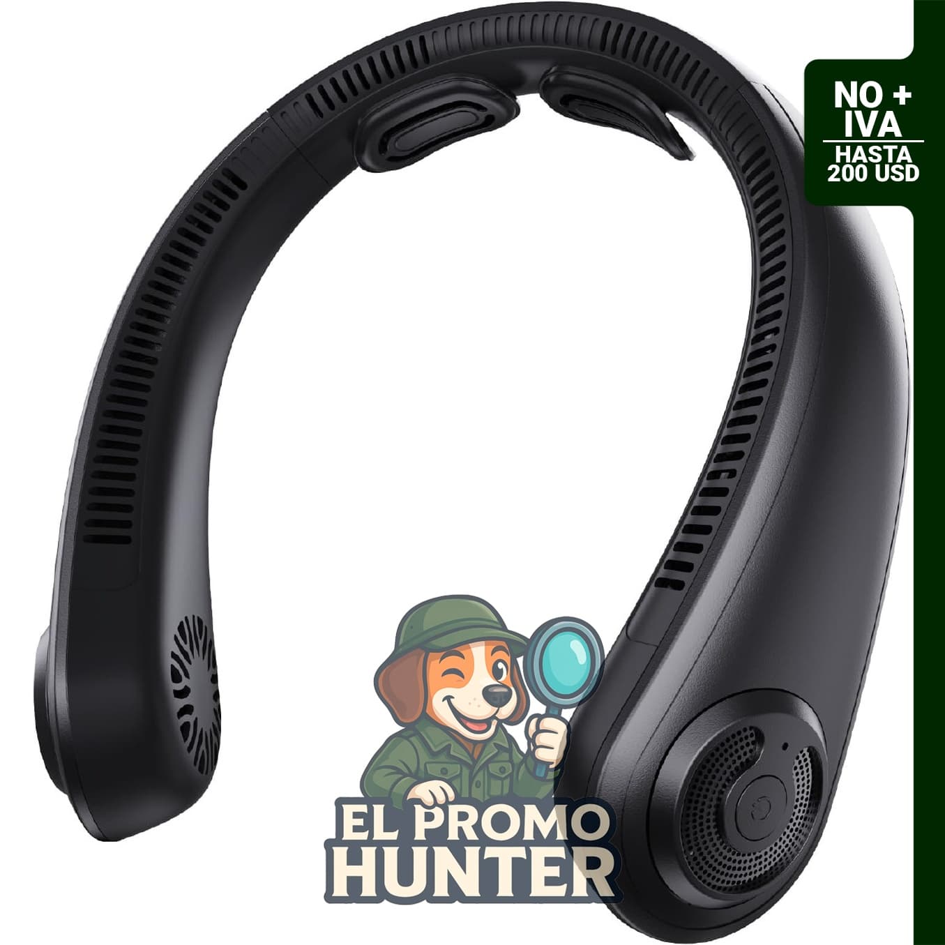 Ventilador portátil de cuello con batería de 5000 mAh, funcionamiento de hasta 16 horas, recargable y silencioso.