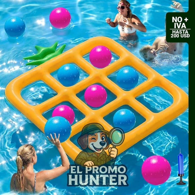 Juego de piscina gigante Tic Tac Toe flotante con 10 pelotas.