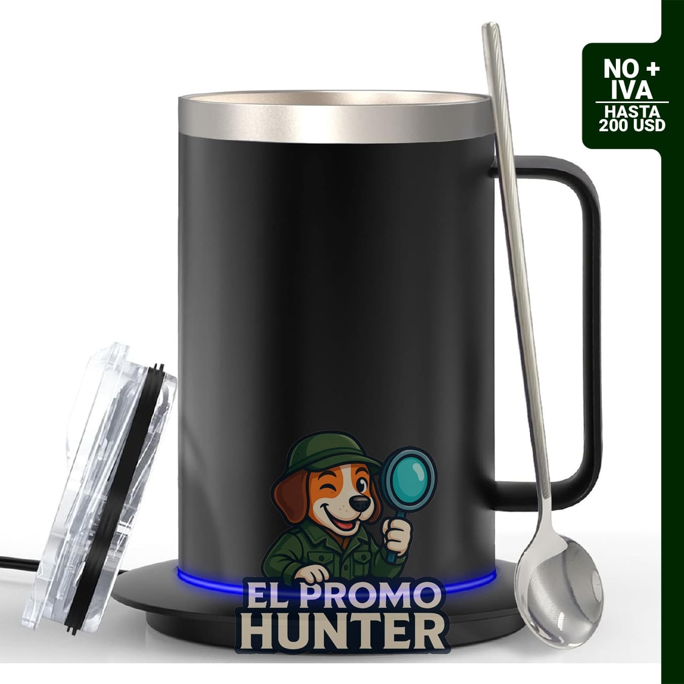 Taza térmica inteligente de 414 ml con base USB.