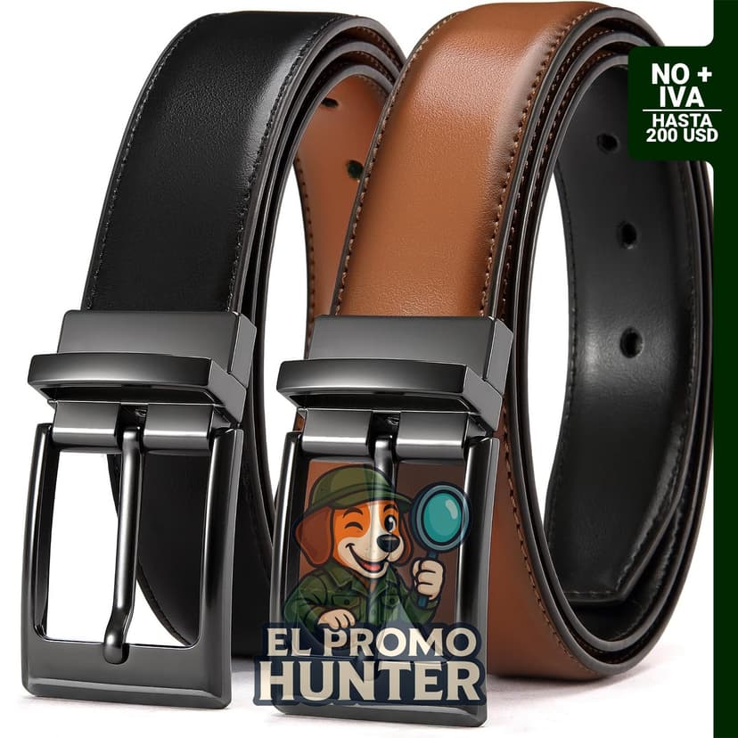 Cinturón reversible de cuero para hombre, ancho de 3,2 cm.