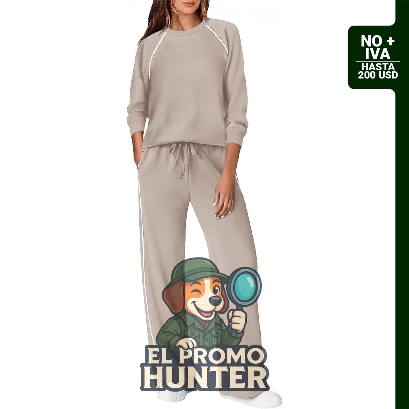 Conjunto de mujer de 2 piezas con pantalón de pierna ancha.