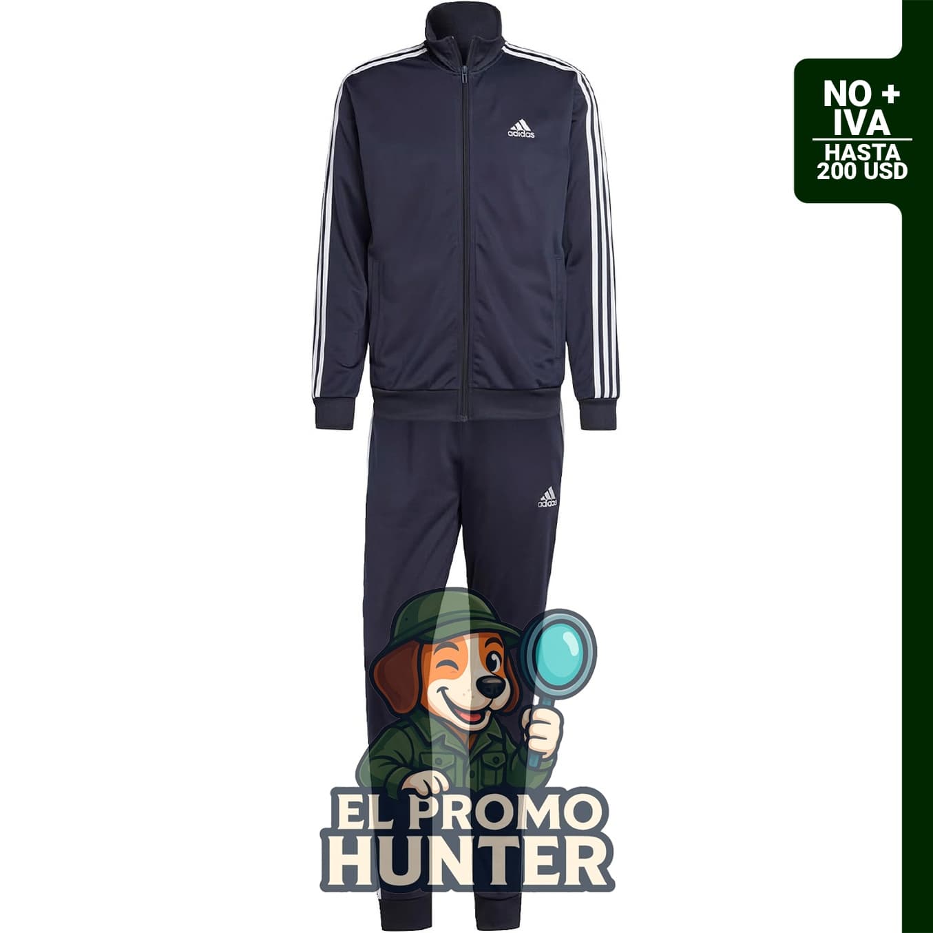 Traje deportivo básico de tricot de 3 rayas para hombre de adidas.