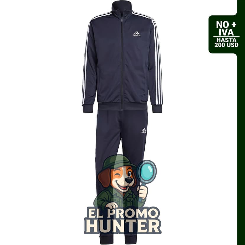 Traje deportivo básico de tricot de 3 rayas para hombre de adidas.
