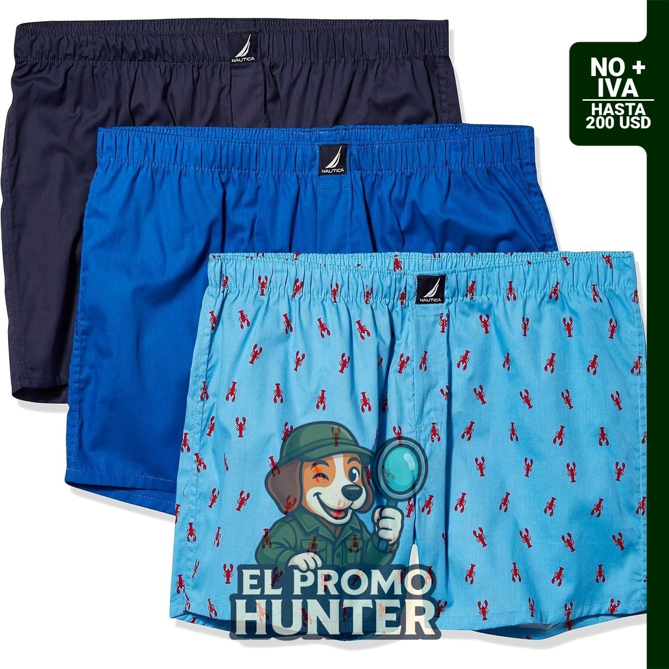 Bóxers clásicos de algodón para hombre, paquete de 3.