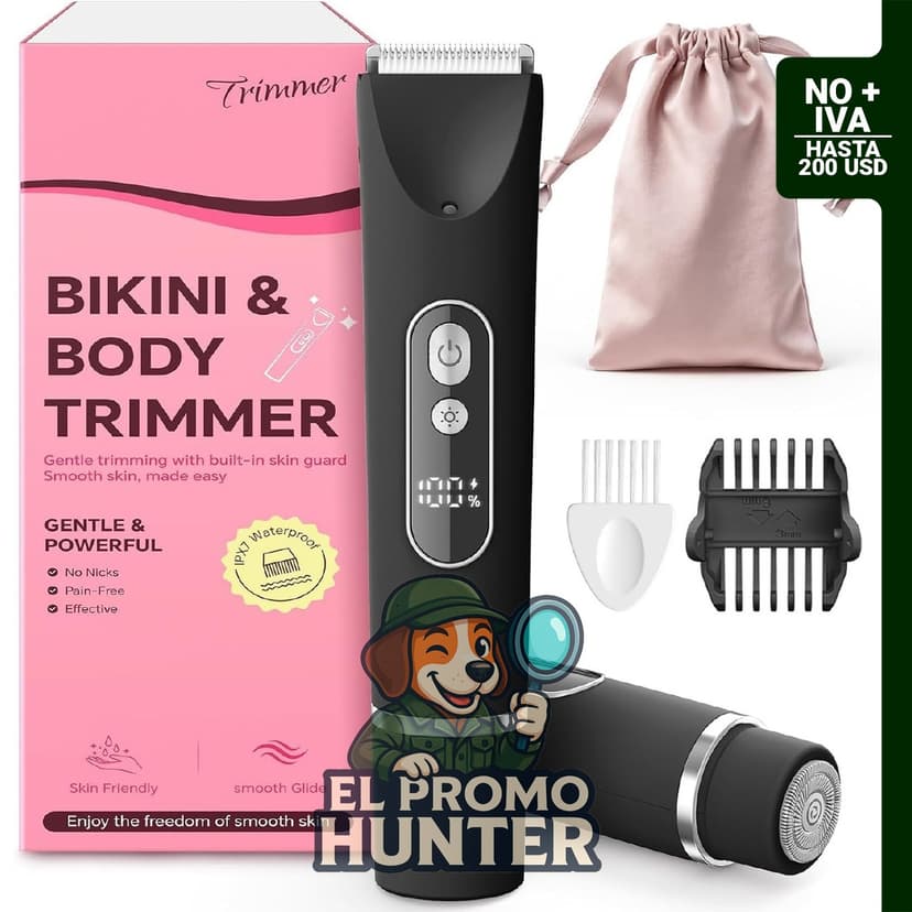 Recortadora de bikini eléctrica para mujer, impermeable IPX7, apta para uso húmedo y seco.
