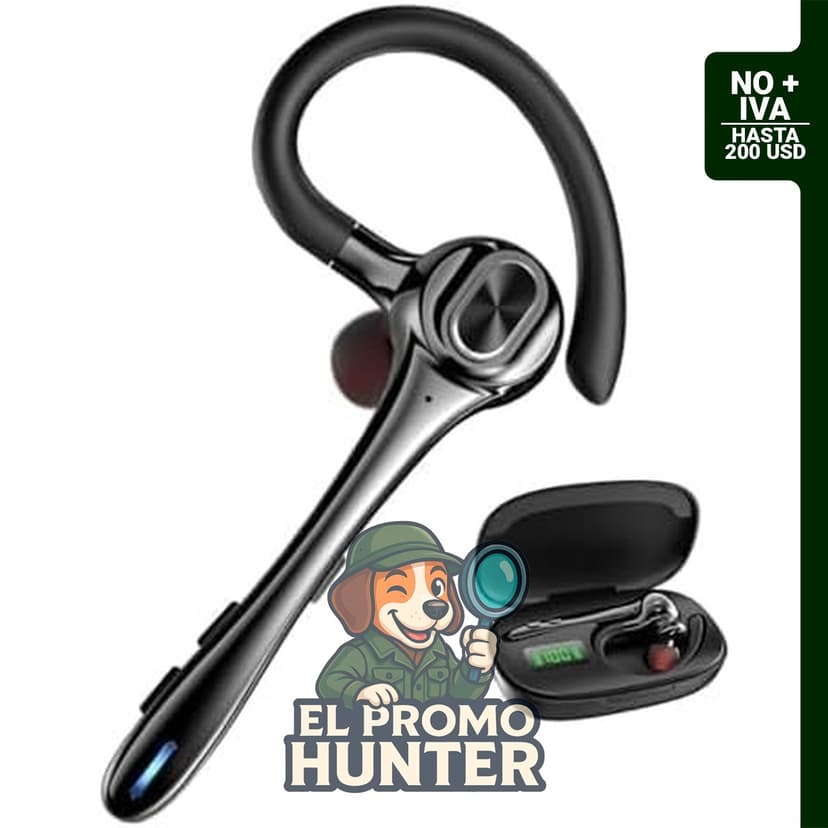 Auriculares Bluetooth inalámbricos de un solo oído con micrófono y cancelación de ruido.