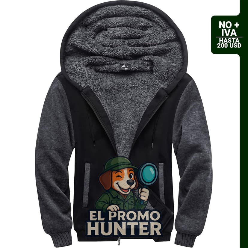 Sudadera con capucha para hombre, forro polar pesado y cremallera completa.