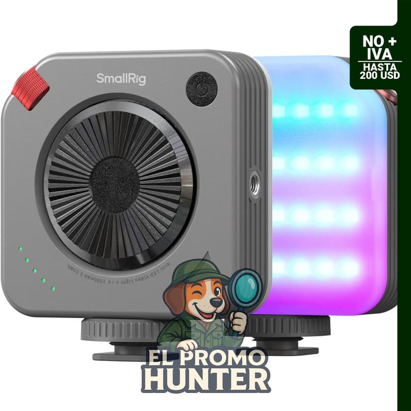 Luz de video portátil SMALLRIG P108 Neo Mini RGBWW con temperatura de color ajustable de 2700K a 6500K.
