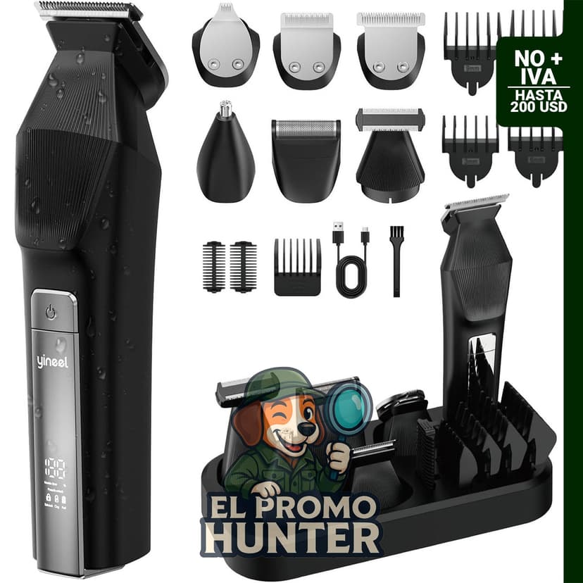 Cortadora de barba Yineel HC600, kit de aseo inalámbrico, maquinilla de afeitar eléctrica impermeable.