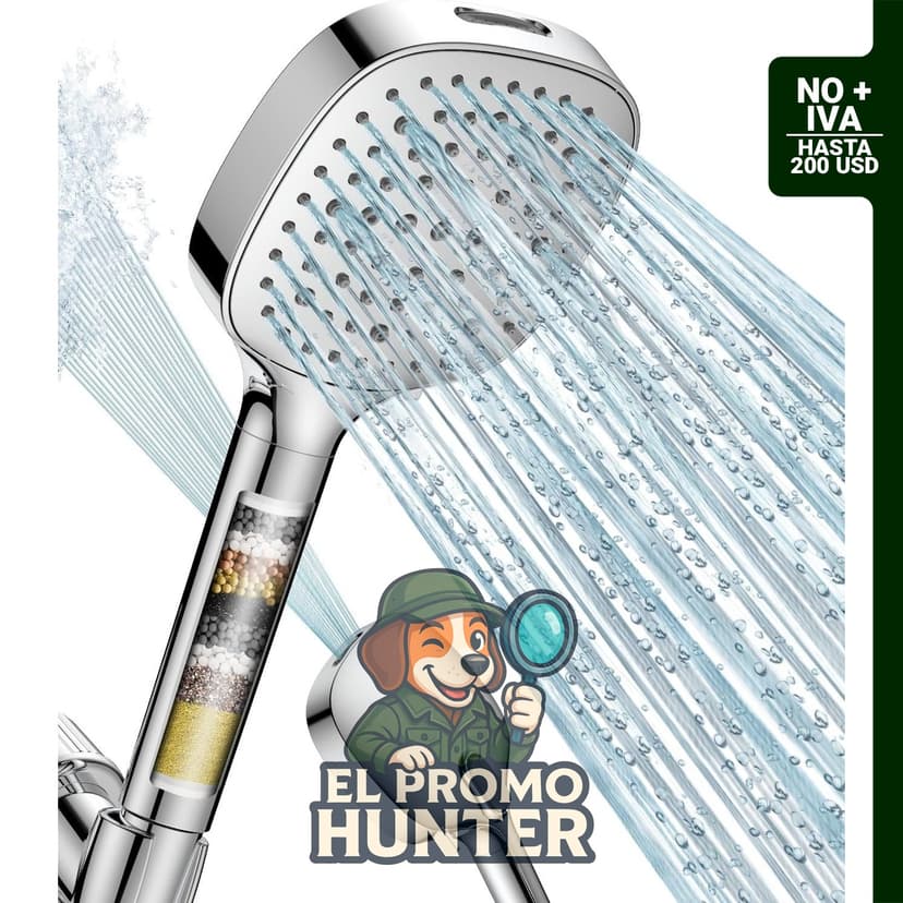Cabezal de ducha filtrado MakeFit, 7 modos, alta presión, desmontable, con filtros para suavizar agua dura.
