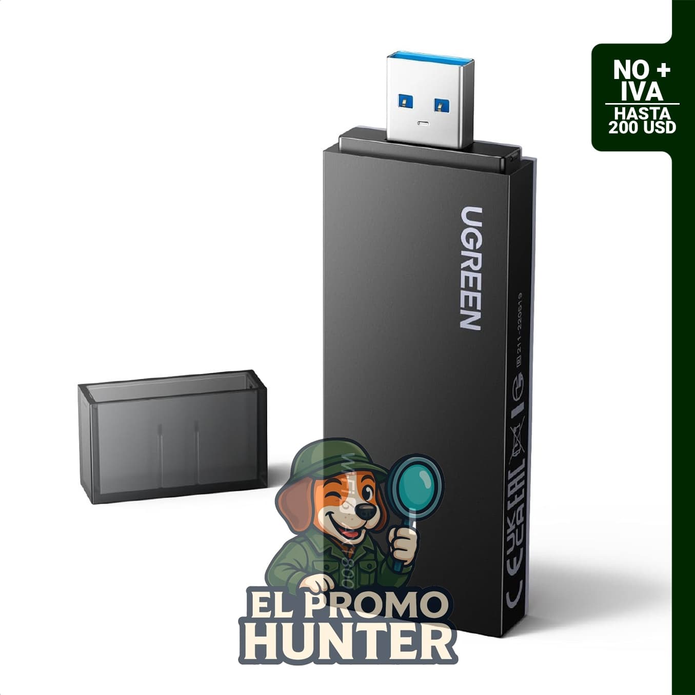 Adaptador WiFi UGREEN AX1800 para PC de escritorio, dongle USB WiFi 6 con bandas duales de 5 GHz y 2.4 GHz.