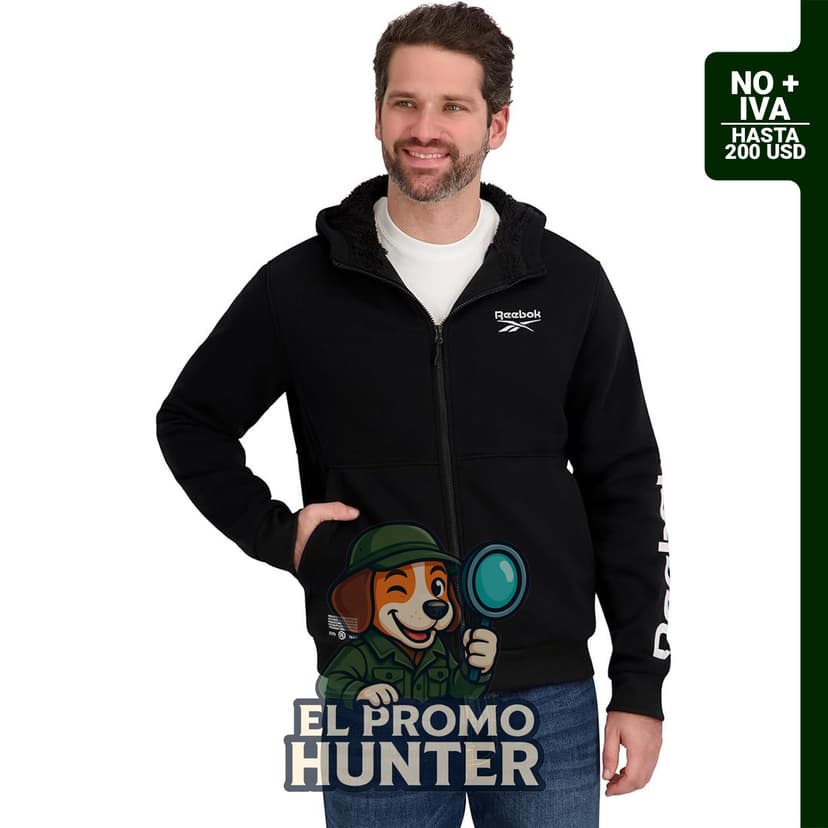 Sudadera con capucha Reebok para hombre, con forro y logo.
